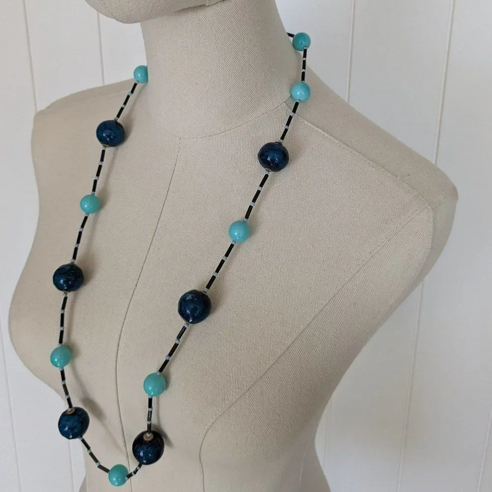 Vintage Turquoise and Blue Beaded Necklace - Something Old and Something Blue!